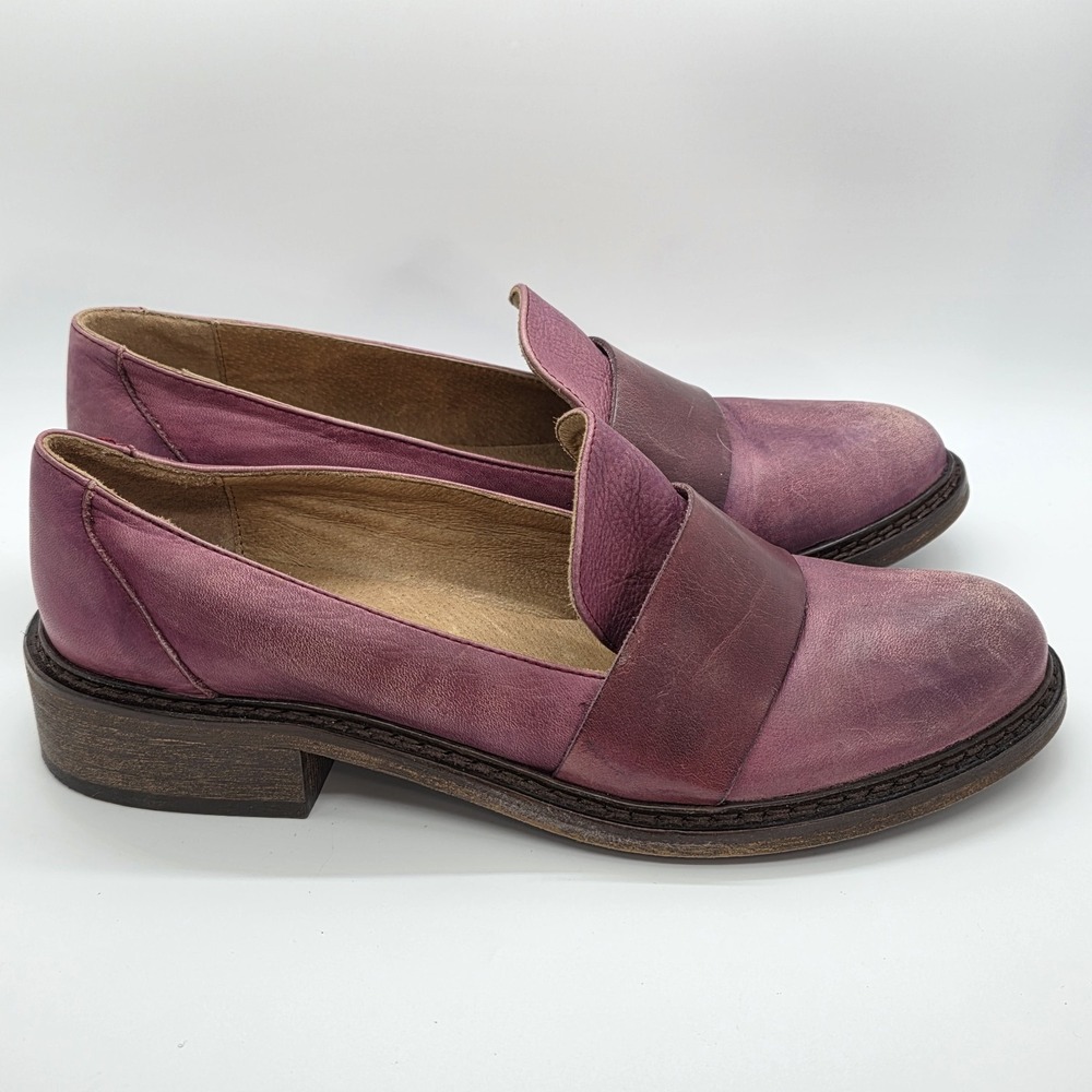 Free People Merit Loafers Womens Leather Purple Shoes Size 5.5 US 36 EU